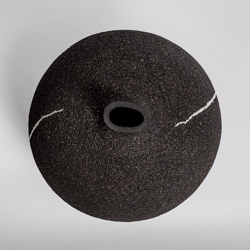 crackle black vase