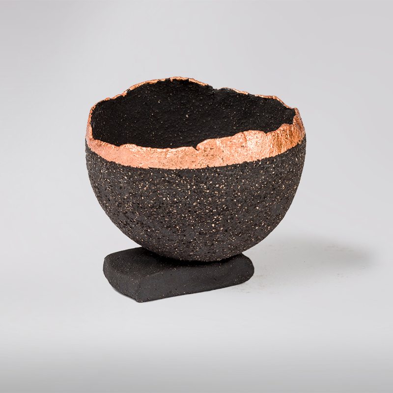 Handcrafted Black Stoneware Pinch Pot